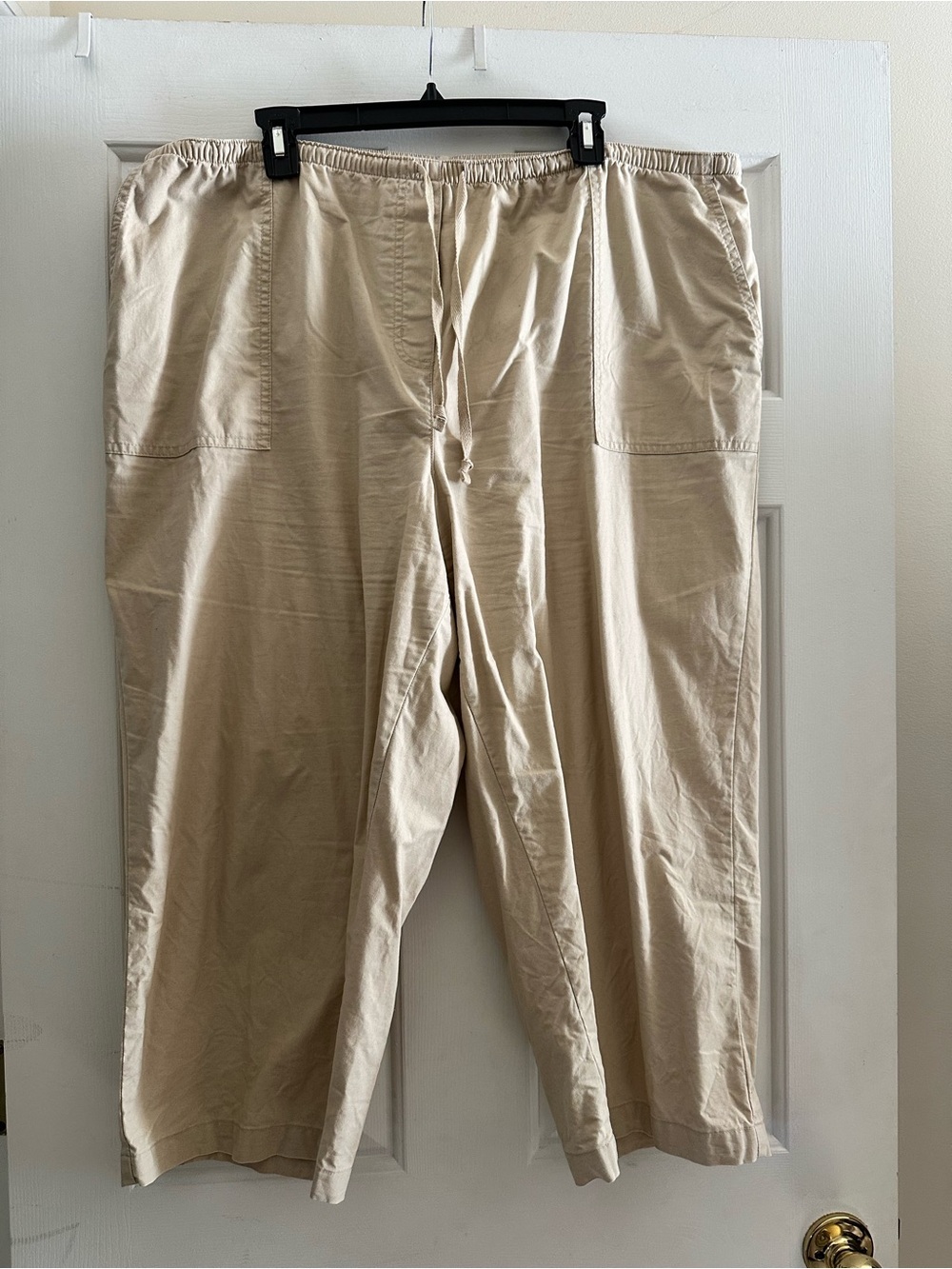 L.L. Bean Women's Beige Cropped Drawstring Pants